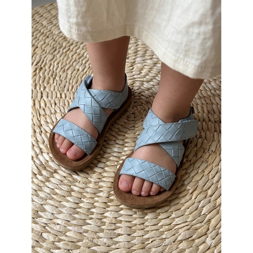 Lucky Brand Toddler Girl Woven Sandals Soft Blue‎ Summer Shoes Cute & Comfy